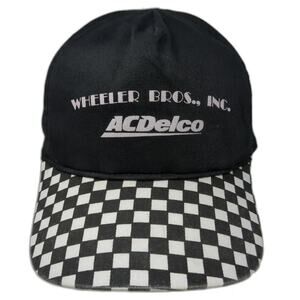 Cobra Caps 5 Panel Black One Size Checkerboard Brim ACDelco Snapback Hat Cotton